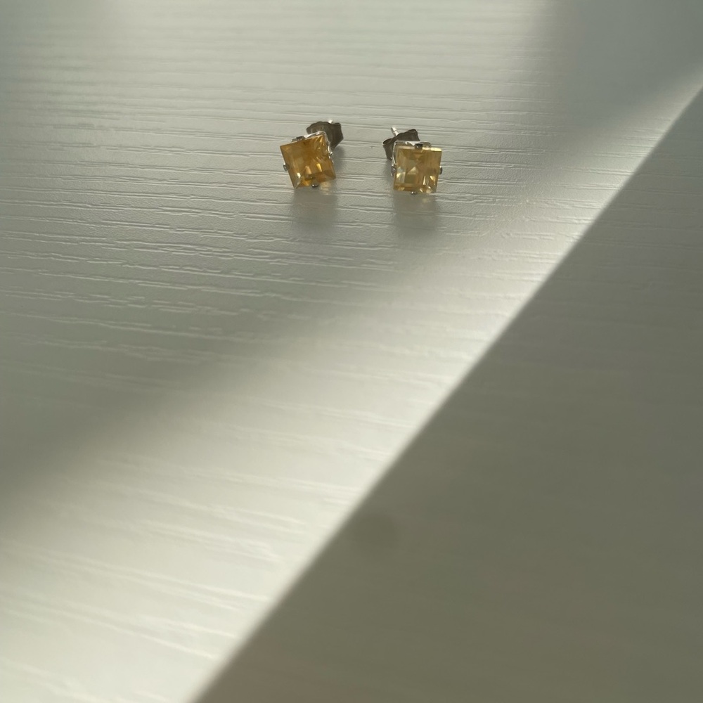 Square Yellow Stud Earrings